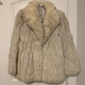 Vintage women's blue fox fur long sleeve jacket size medium.